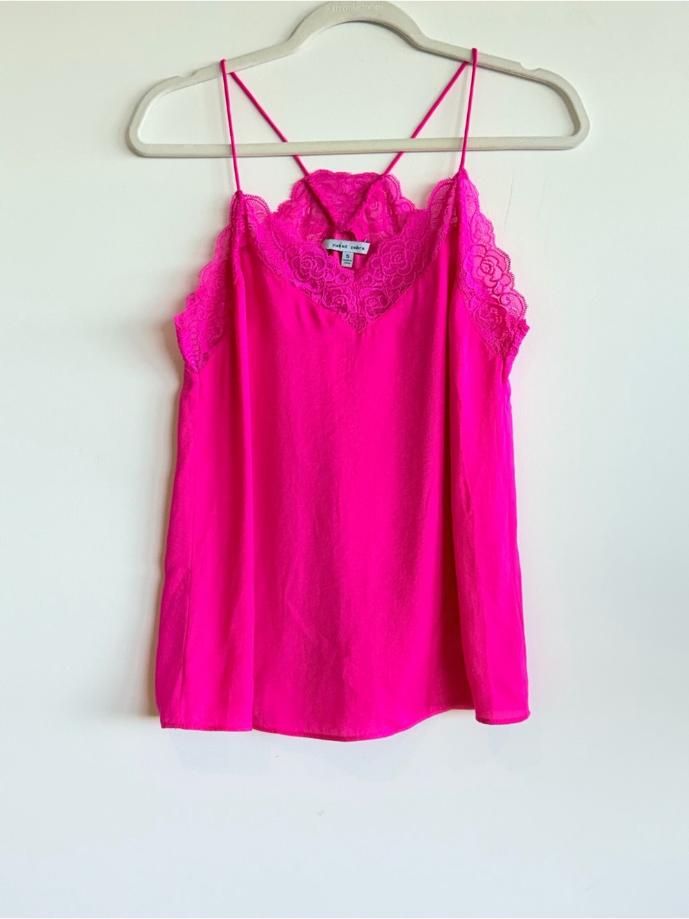 Naked Zebra hot pink lace trim cami, size S